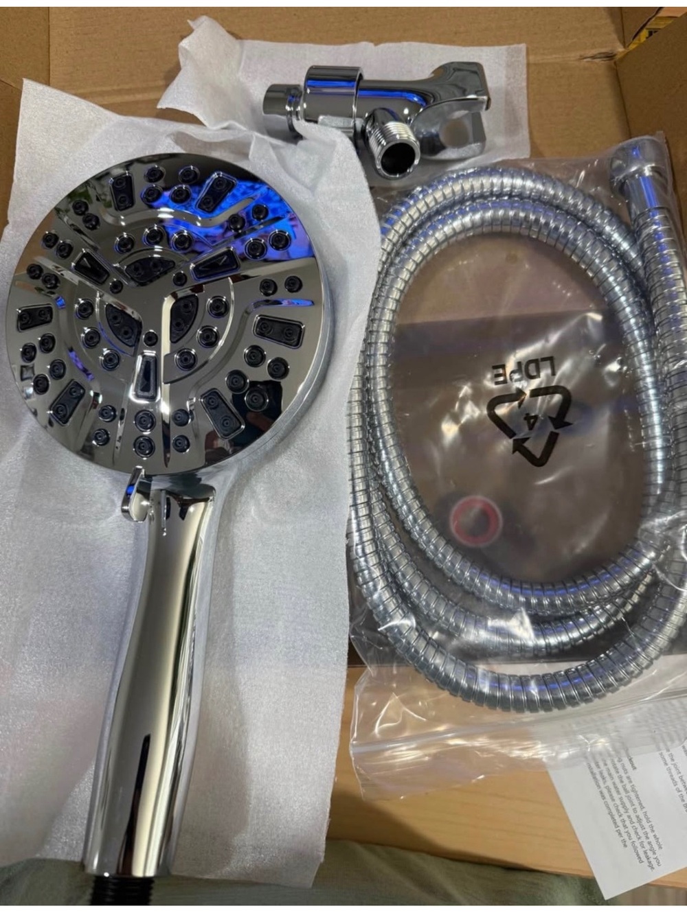 Chrome Handheld Shower Head High Pressure Multi Spray w/ Hose Diverter